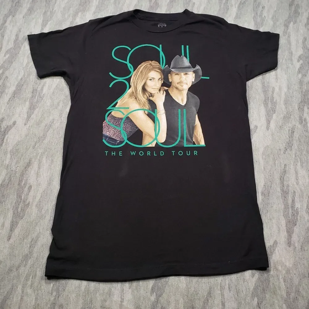 Tim McGraw Faith Hill World Tour Shirt Adult Medium Black Soul 2 Soul - Picture 2 of 11